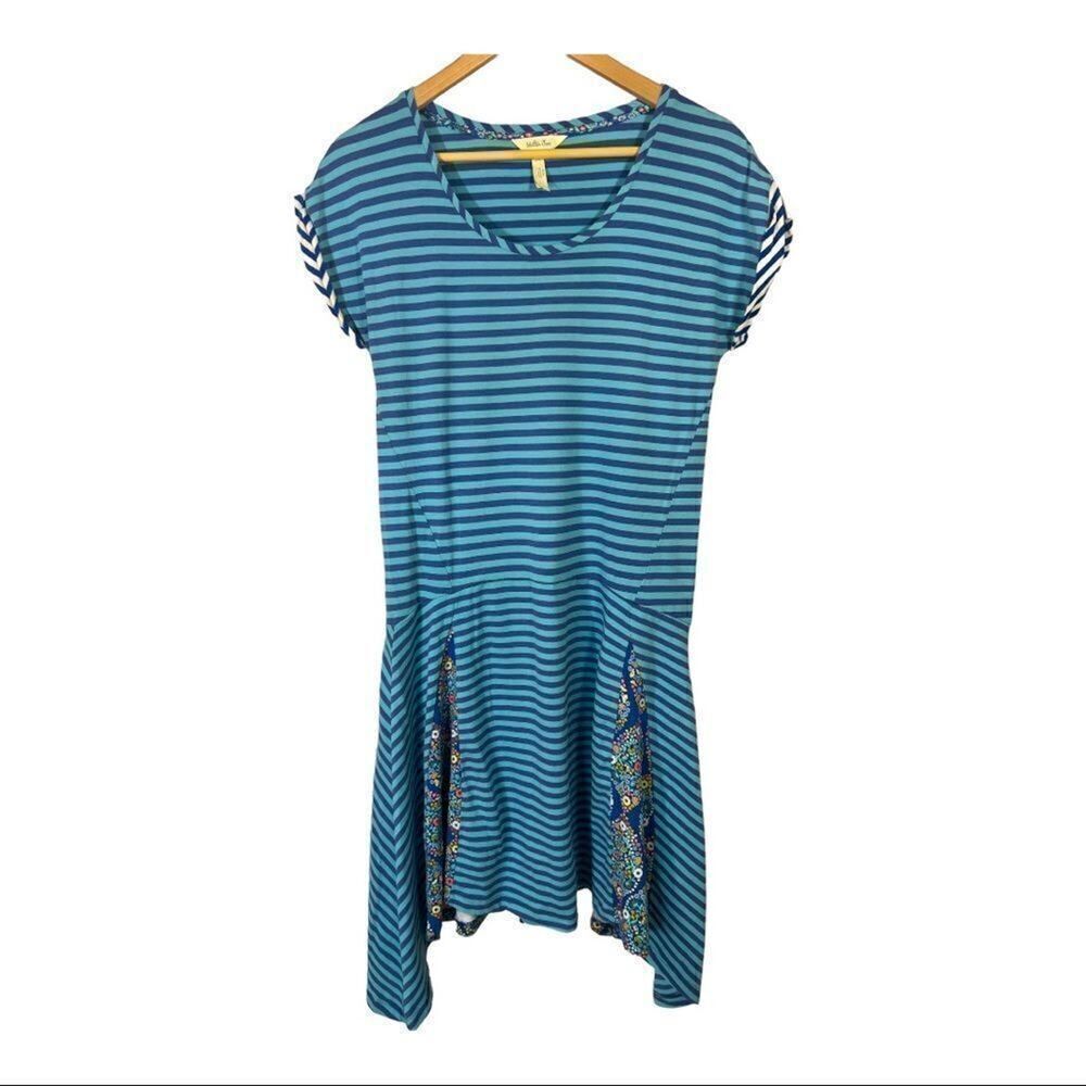 MATILDA JANE Women’s Stripe Walkabout Sidetail Dress Blue Size Small
